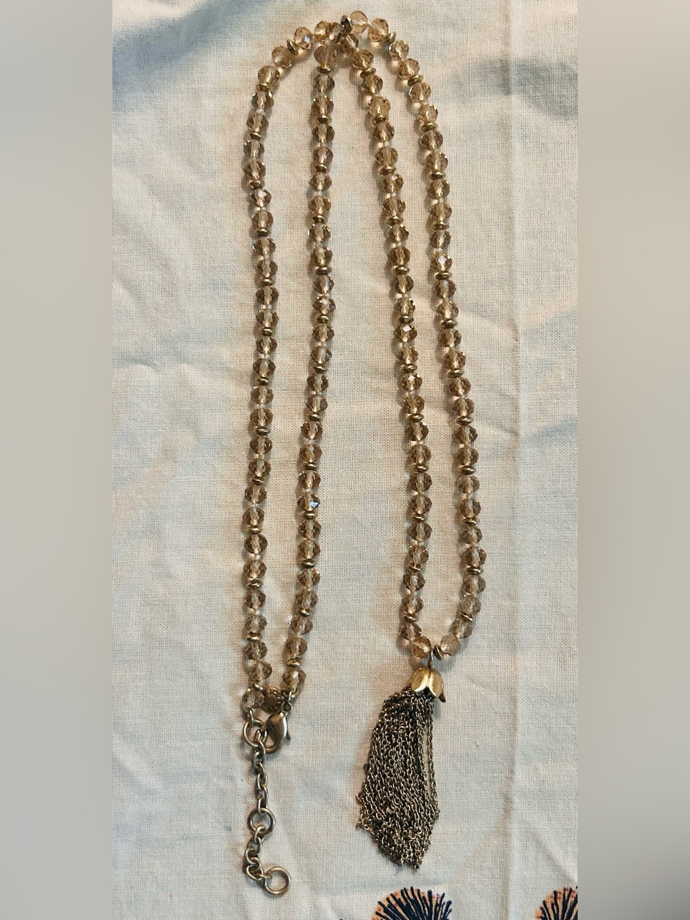 J. Crew Faceted Gold-Tone Bead Necklace with Chain Tassel